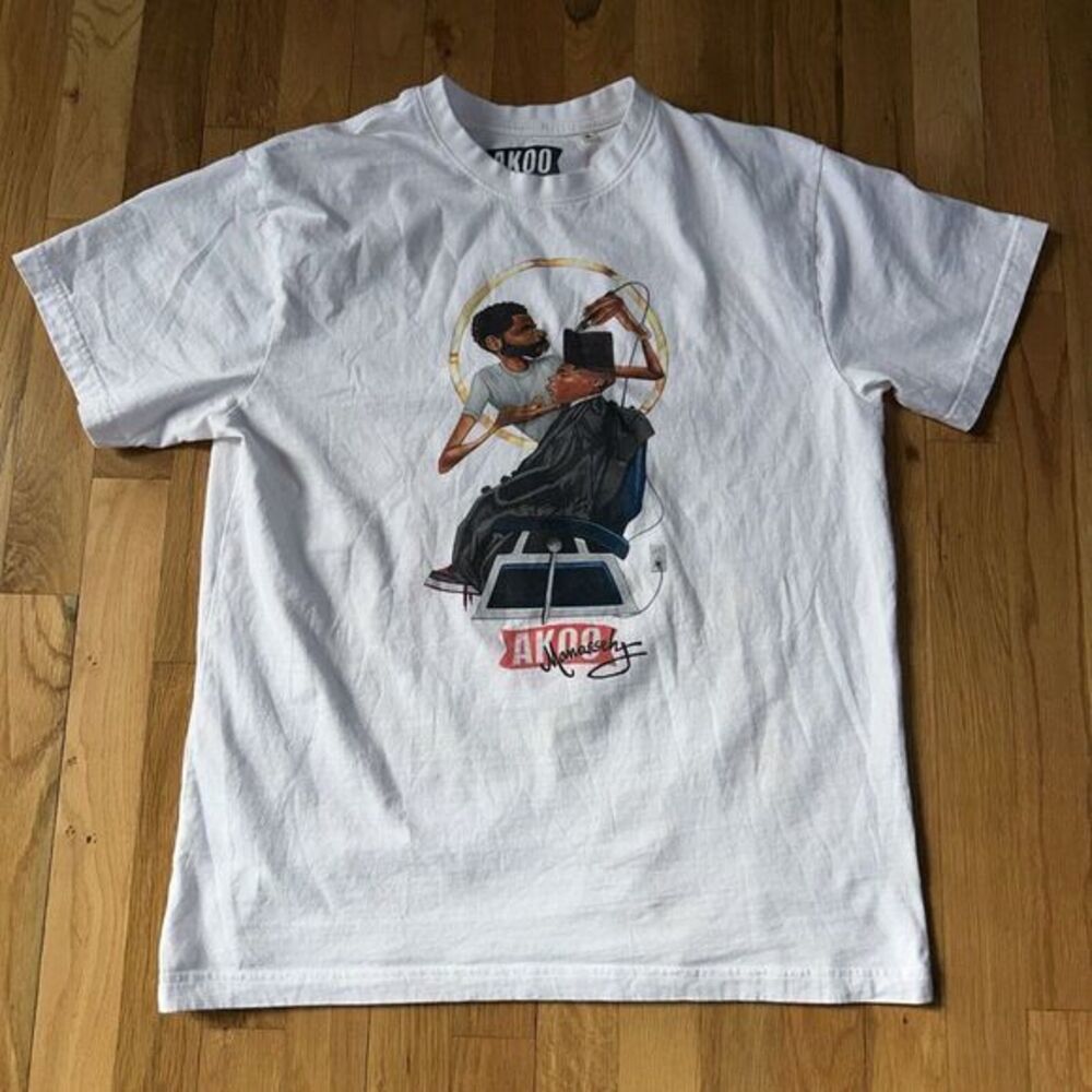 High Top SS Tee - White (Akoo X Manasseh Collaboration Size Large